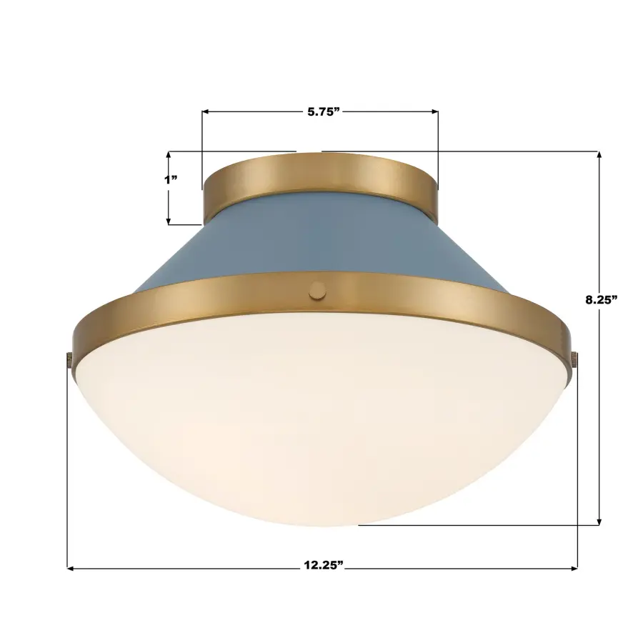 Xander 12.25" Flush Mount in Vibrant Gold with Blush Glass - Image 15