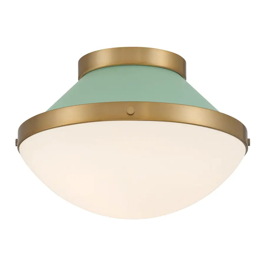 Xander 12.25" Flush Mount in Vibrant Gold with Blush Glass - Image 17