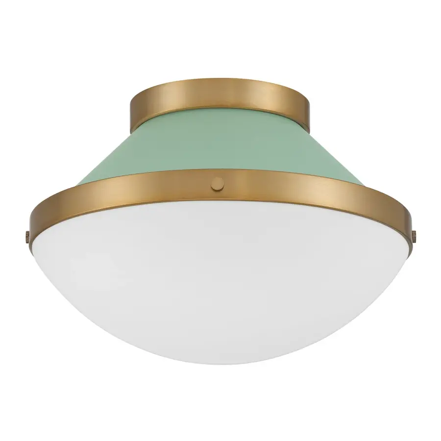 Xander 12.25" Flush Mount in Vibrant Gold with Blush Glass - Image 18
