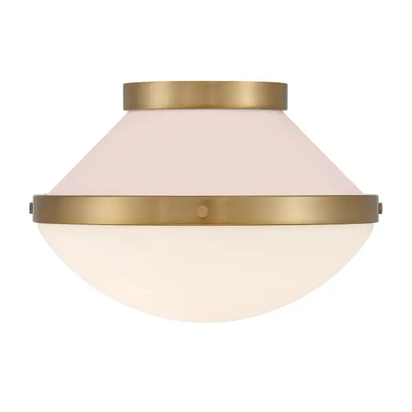 Xander 12.25" Flush Mount in Vibrant Gold with Blush Glass - Image 3