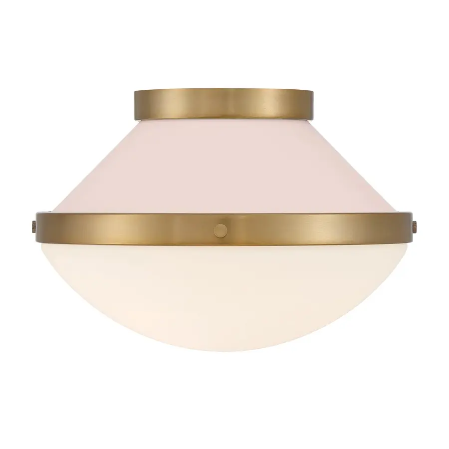 Xander 12.25" Flush Mount in Vibrant Gold with Blush Glass - Image 3