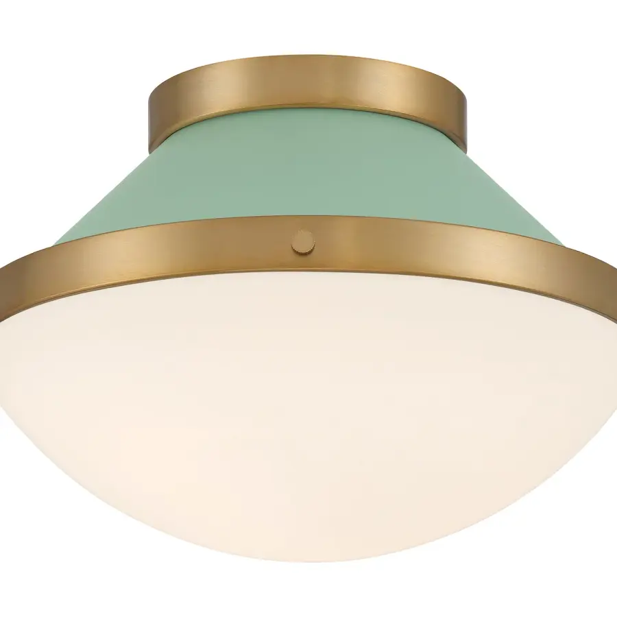 Xander 12.25" Flush Mount in Vibrant Gold with Blush Glass - Image 21