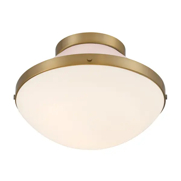 Xander 12.25" Flush Mount in Vibrant Gold with Blush Glass - Image 4