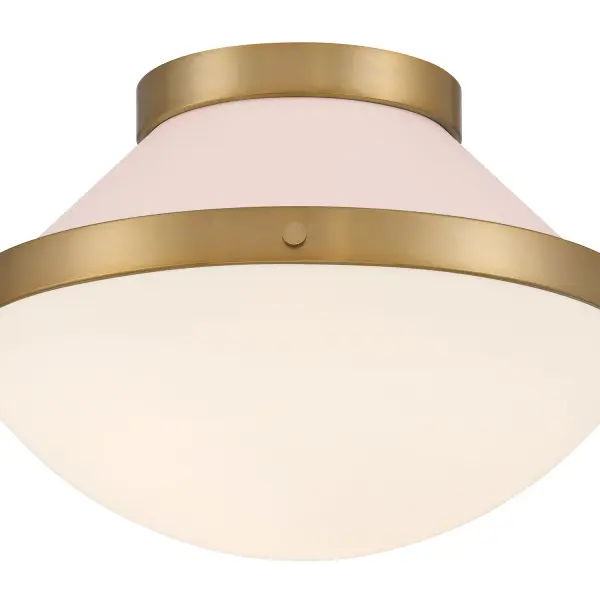 Xander 12.25" Flush Mount in Vibrant Gold with Blush Glass - Image 5