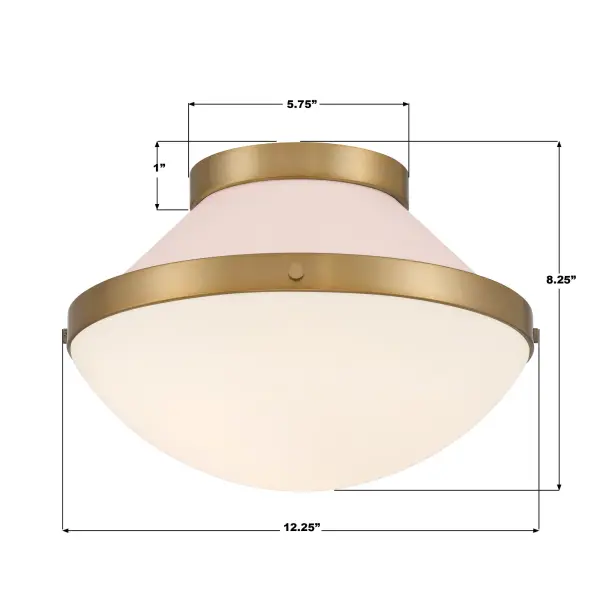 Xander 12.25" Flush Mount in Vibrant Gold with Blush Glass - Image 7