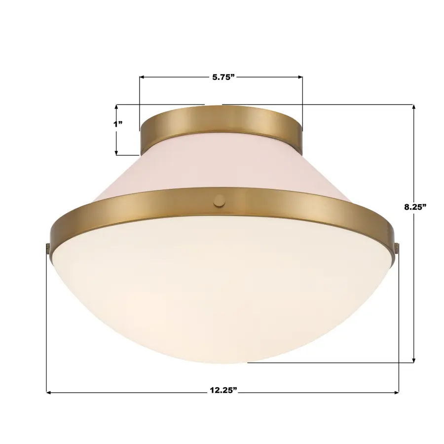 Xander 12.25" Flush Mount in Vibrant Gold with Blush Glass - Image 7