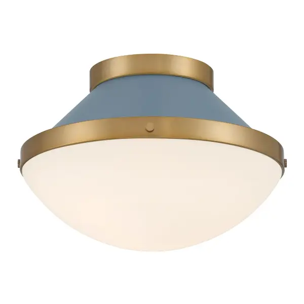 Xander 12.25" Flush Mount in Vibrant Gold with Blush Glass - Image 9