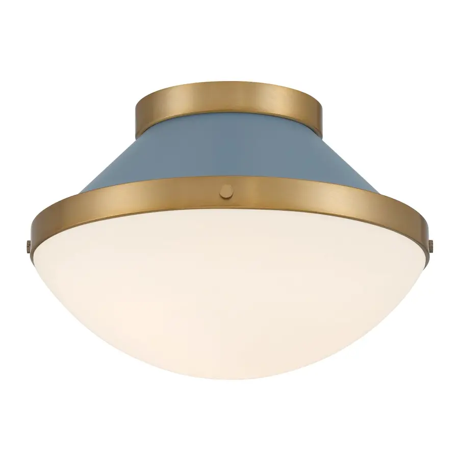 Xander 12.25" Flush Mount in Vibrant Gold with Blush Glass - Image 9