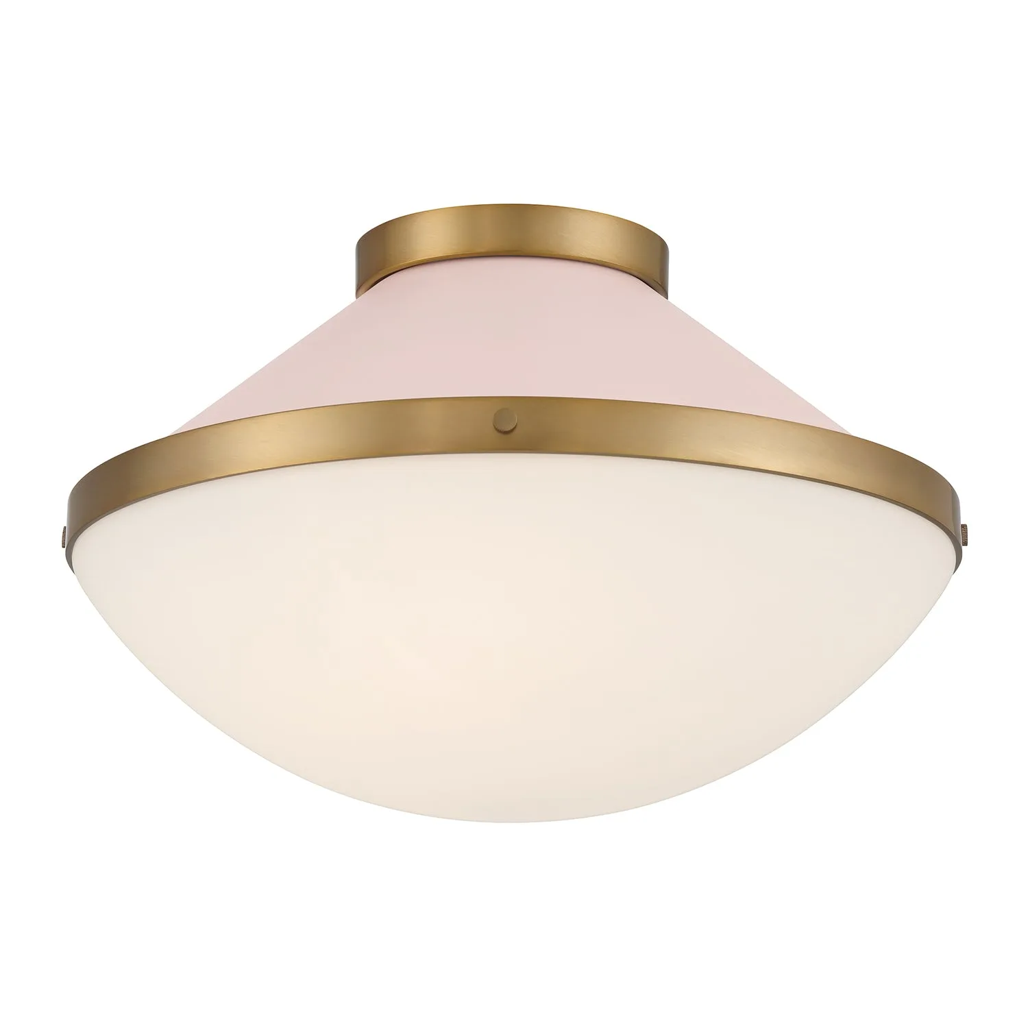 Xander 16.25" Flush Mount in Vibrant Gold with Blush Glass