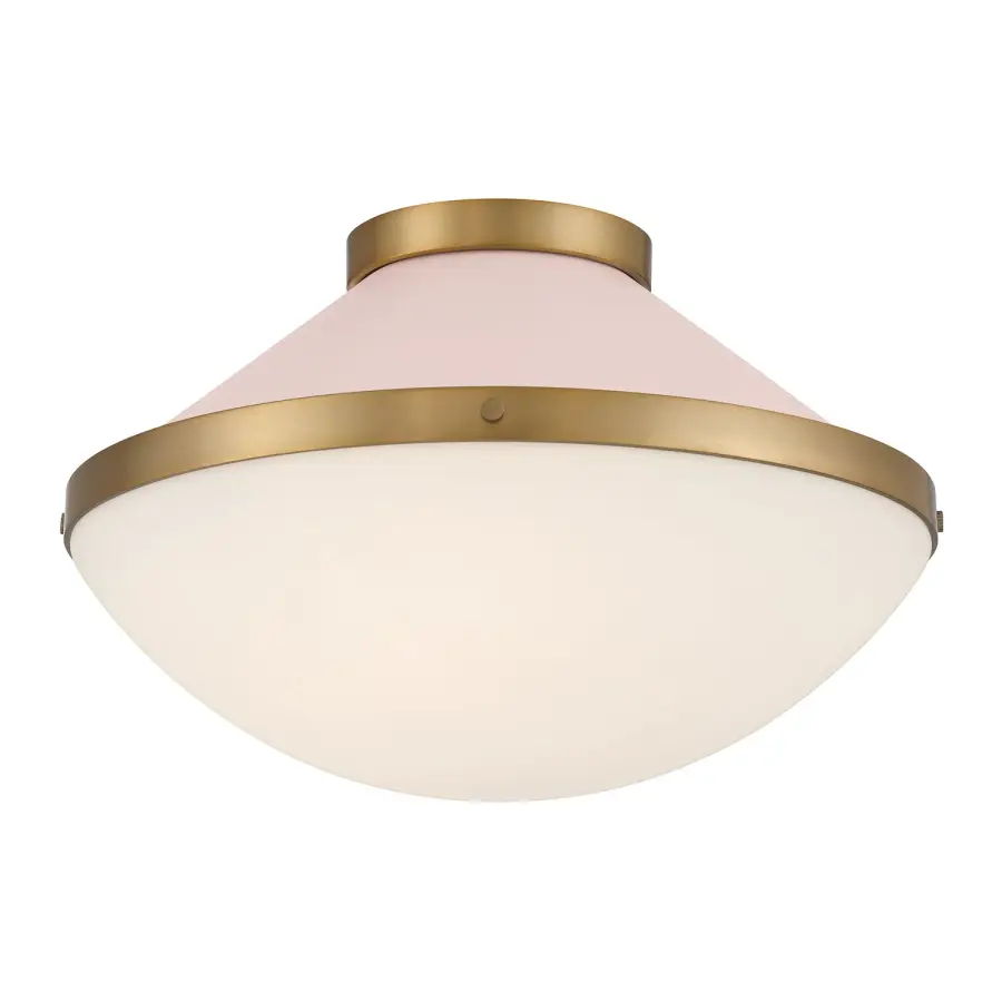 Xander 16.25" Flush Mount in Vibrant Gold with Blush Glass - Image 1