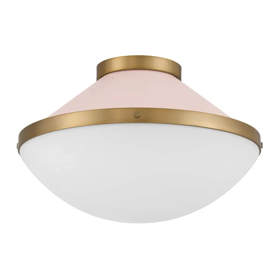Xander 16.25" Flush Mount in Vibrant Gold with Blush Glass - Image 2