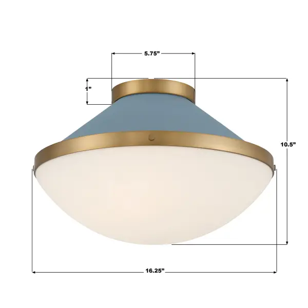Xander 16.25" Flush Mount in Vibrant Gold with Blush Glass - Image 15