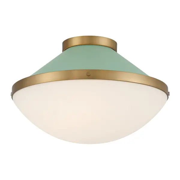 Xander 16.25" Flush Mount in Vibrant Gold with Blush Glass - Image 17