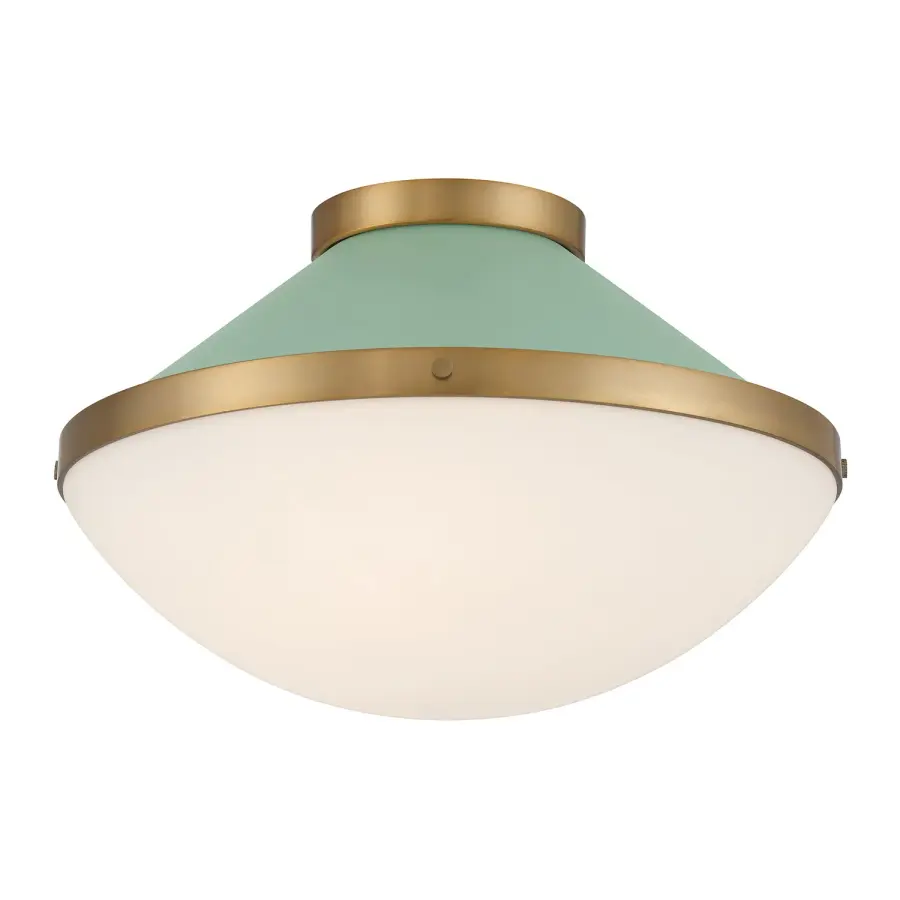 Xander 16.25" Flush Mount in Vibrant Gold with Blush Glass - Image 17