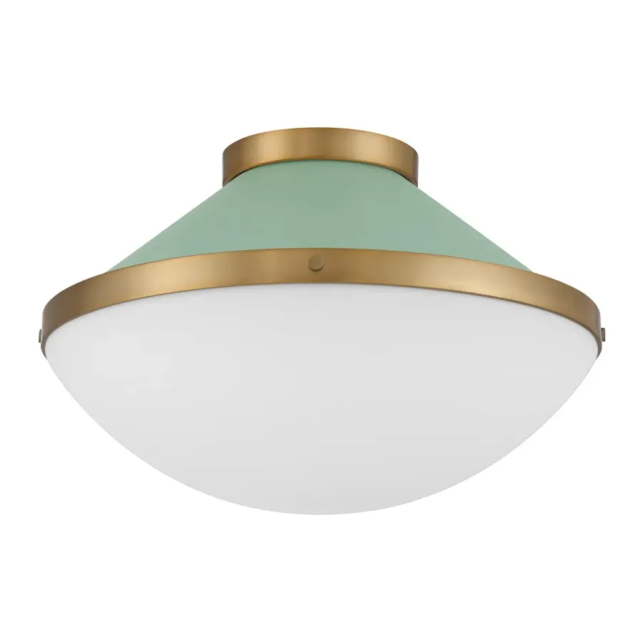 Xander 16.25" Flush Mount in Vibrant Gold with Blush Glass - Image 18