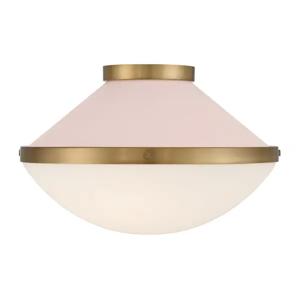 Xander 16.25" Flush Mount in Vibrant Gold with Blush Glass - Image 3