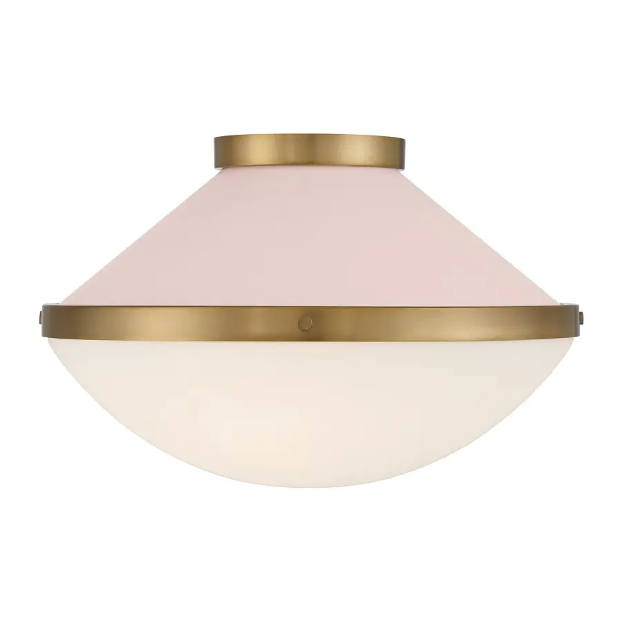 Xander 16.25" Flush Mount in Vibrant Gold with Blush Glass - Image 3