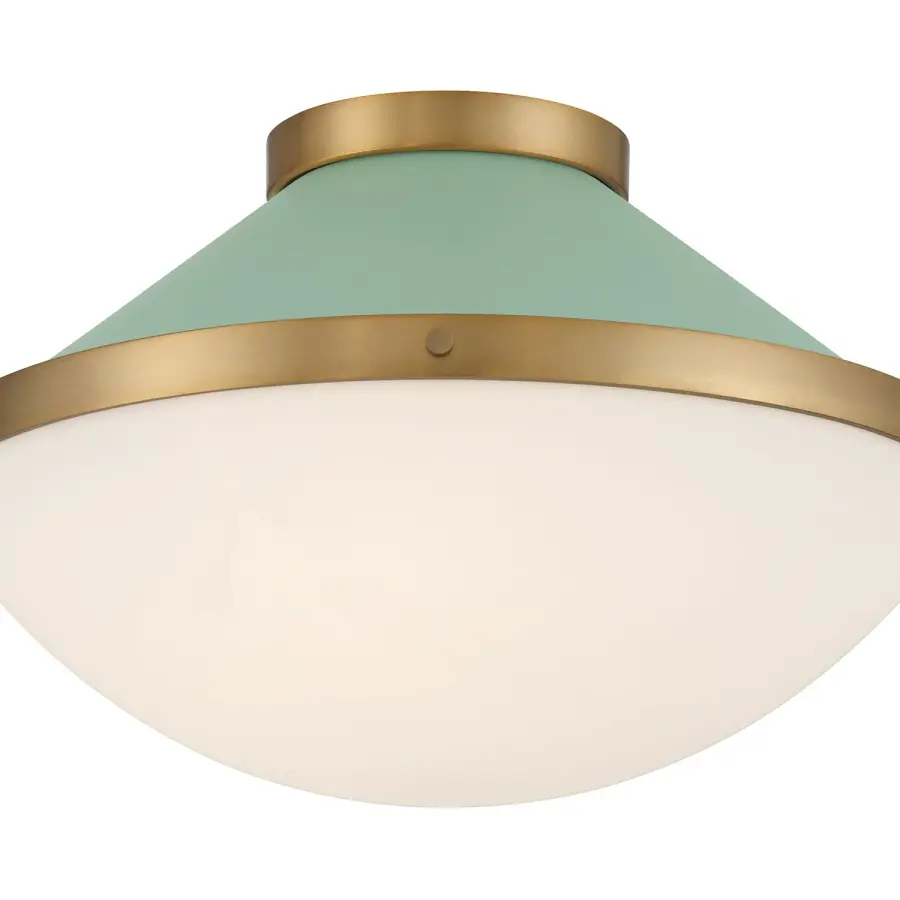 Xander 16.25" Flush Mount in Vibrant Gold with Blush Glass - Image 21