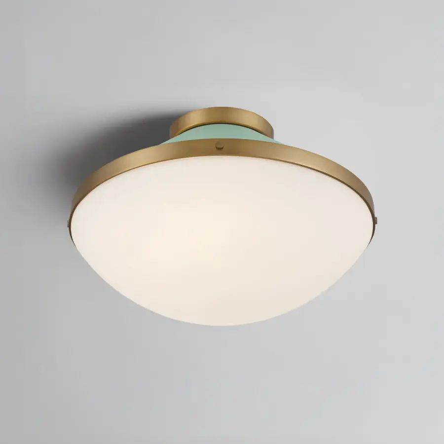Xander 16.25" Flush Mount in Vibrant Gold with Blush Glass - Image 22