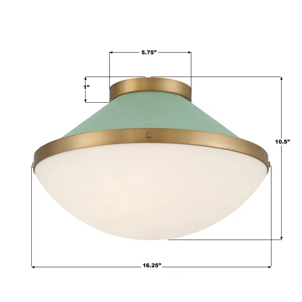 Xander 16.25" Flush Mount in Vibrant Gold with Blush Glass - Image 23