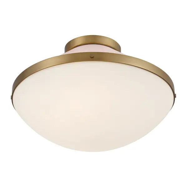 Xander 16.25" Flush Mount in Vibrant Gold with Blush Glass - Image 4