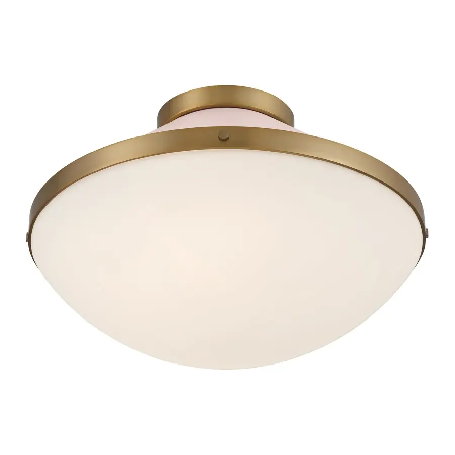 Xander 16.25" Flush Mount in Vibrant Gold with Blush Glass - Image 4