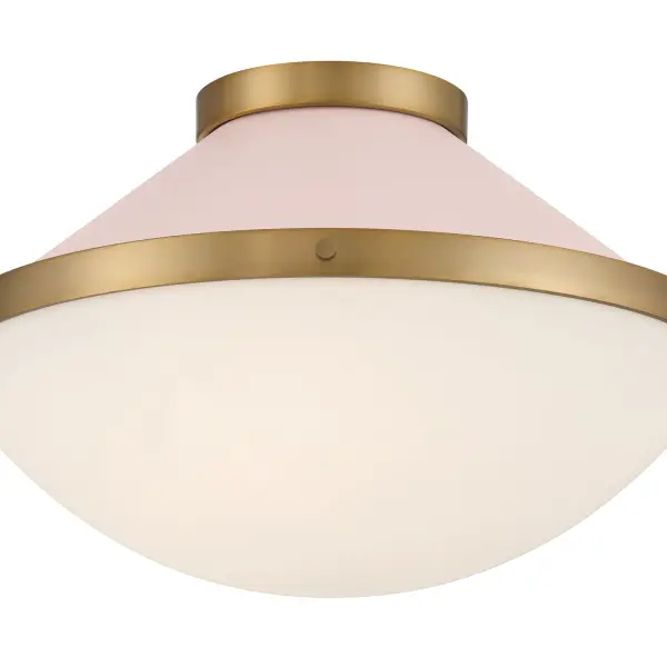 Xander 16.25" Flush Mount in Vibrant Gold with Blush Glass - Image 5