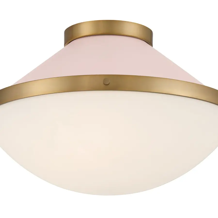 Xander 16.25" Flush Mount in Vibrant Gold with Blush Glass - Image 5