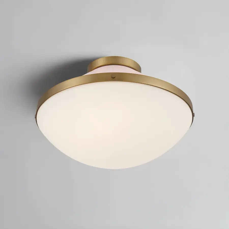 Xander 16.25" Flush Mount in Vibrant Gold with Blush Glass - Image 6