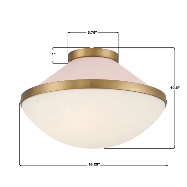 Xander 16.25" Flush Mount in Vibrant Gold with Blush Glass - Image 7