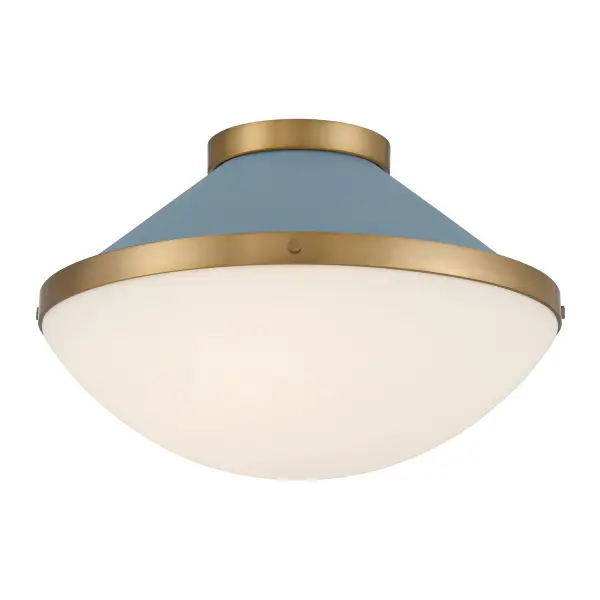 Xander 16.25" Flush Mount in Vibrant Gold with Blush Glass - Image 9