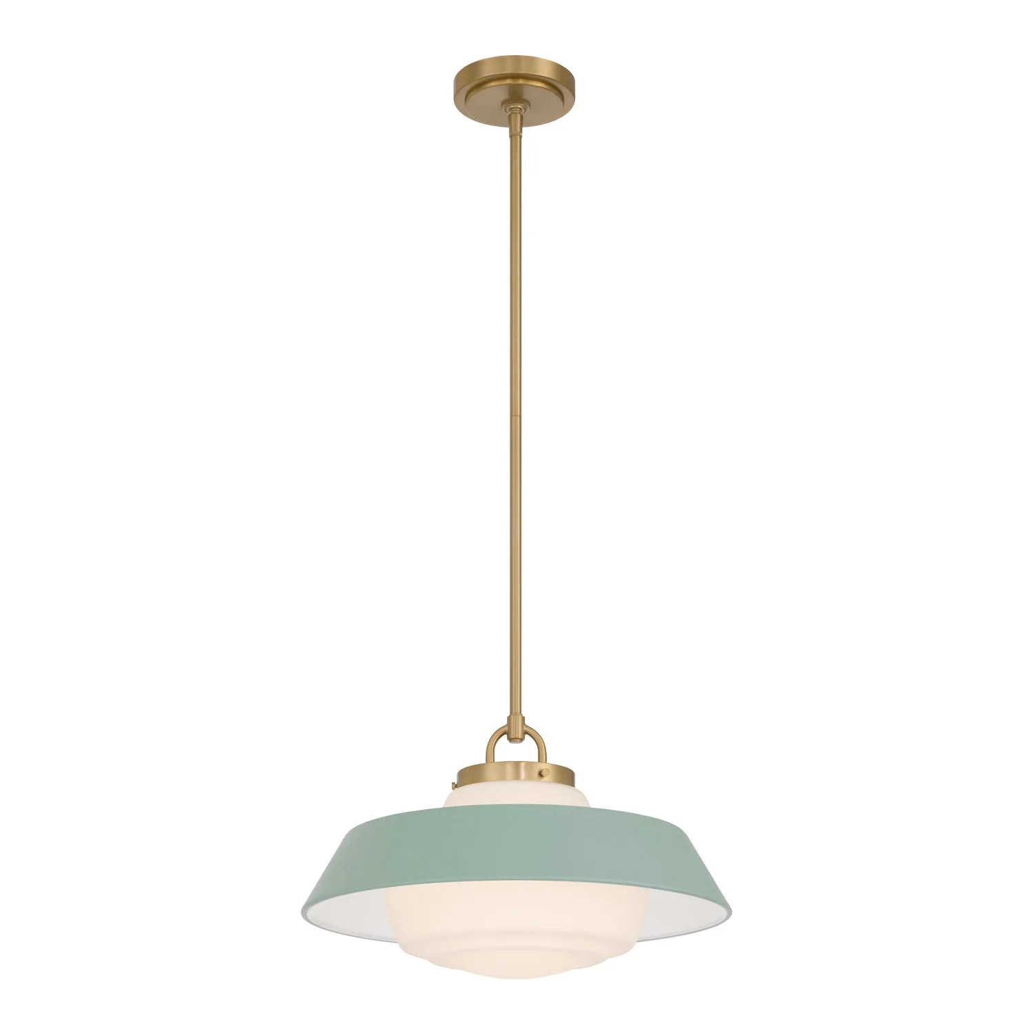Xander 16" Pendant in Vibrant Gold with Blush Glass