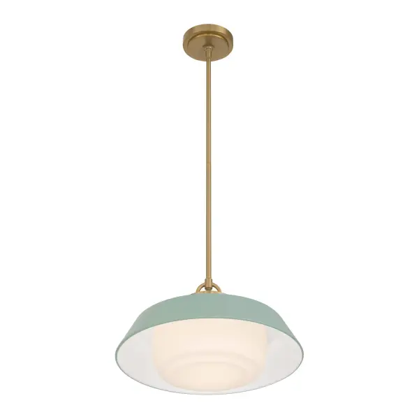 Xander 16" Pendant in Vibrant Gold with Green Glass - Image 4