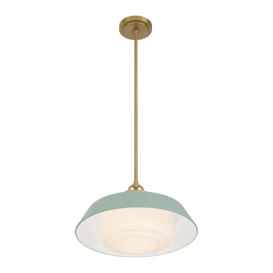 Xander 16" Pendant in Vibrant Gold with Green Glass - Image 4