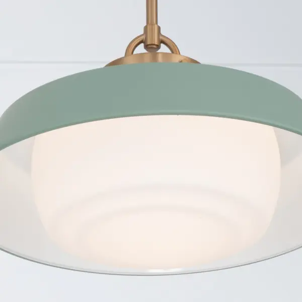 Xander 16" Pendant in Vibrant Gold with Green Glass - Image 5