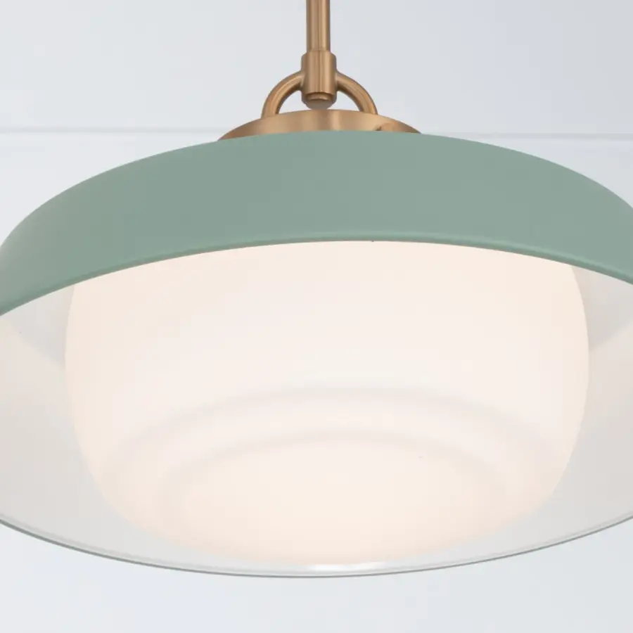 Xander 16" Pendant in Vibrant Gold with Green Glass - Image 5