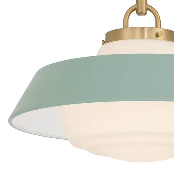 Xander 16" Pendant in Vibrant Gold with Green Glass - Image 6
