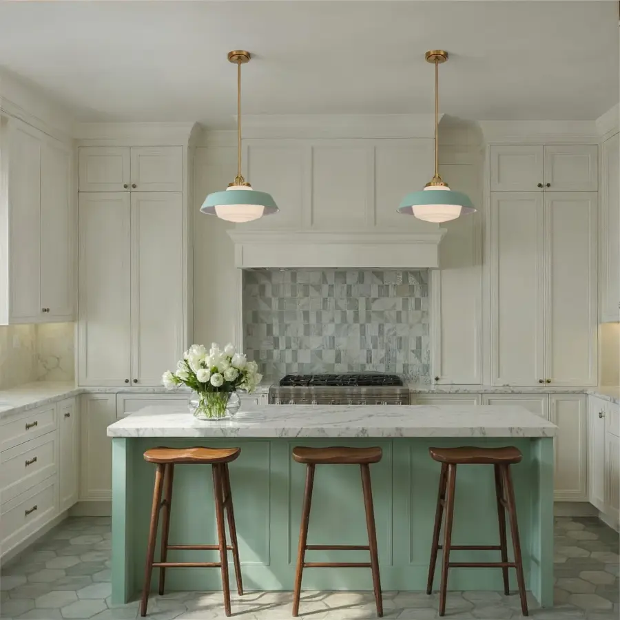 Xander 16" Pendant in Vibrant Gold with Green Glass - Image 7