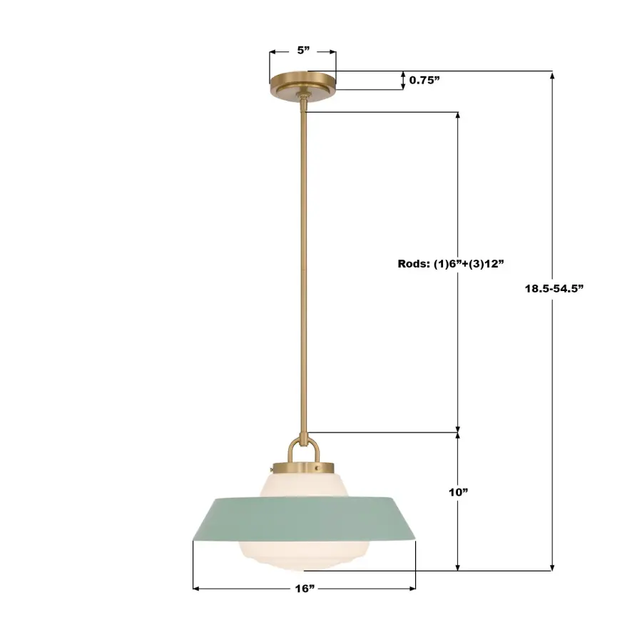 Xander 16" Pendant in Vibrant Gold with Green Glass - Image 8
