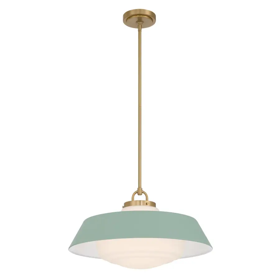 Xander 20" Pendant in Vibrant Gold with Green Glass - Image 1