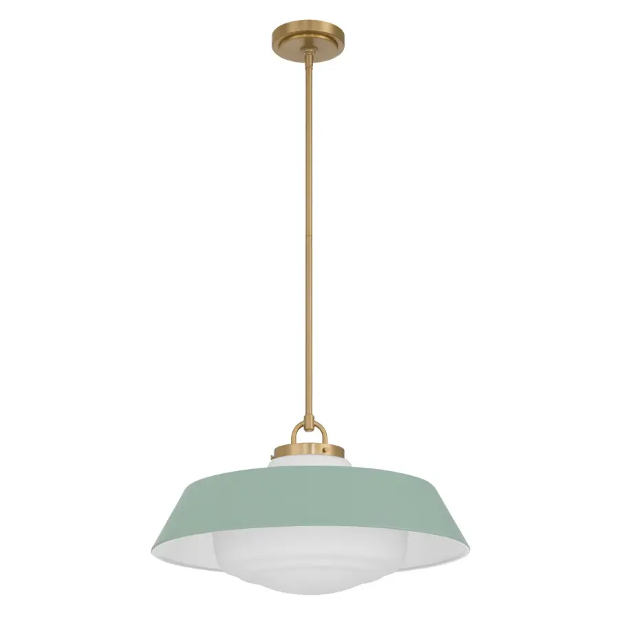 Xander 20" Pendant in Vibrant Gold with Green Glass - Image 2