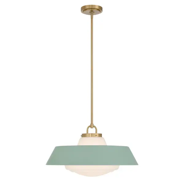 Xander 20" Pendant in Vibrant Gold with Green Glass - Image 3