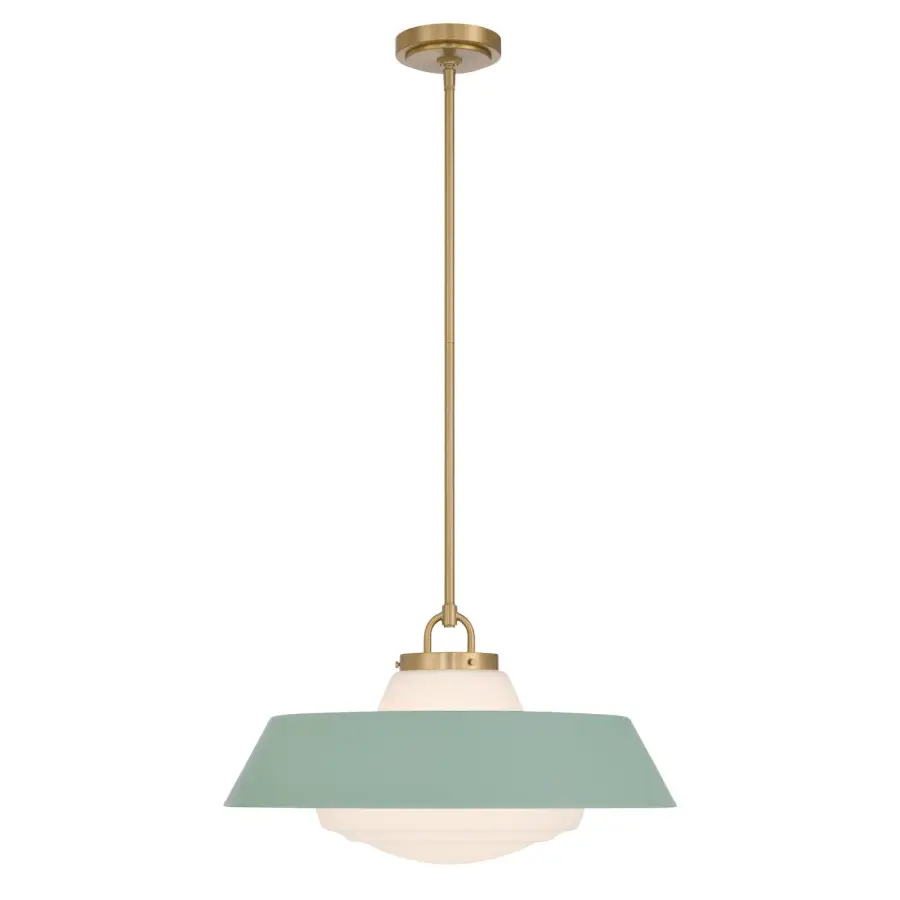 Xander 20" Pendant in Vibrant Gold with Green Glass - Image 3