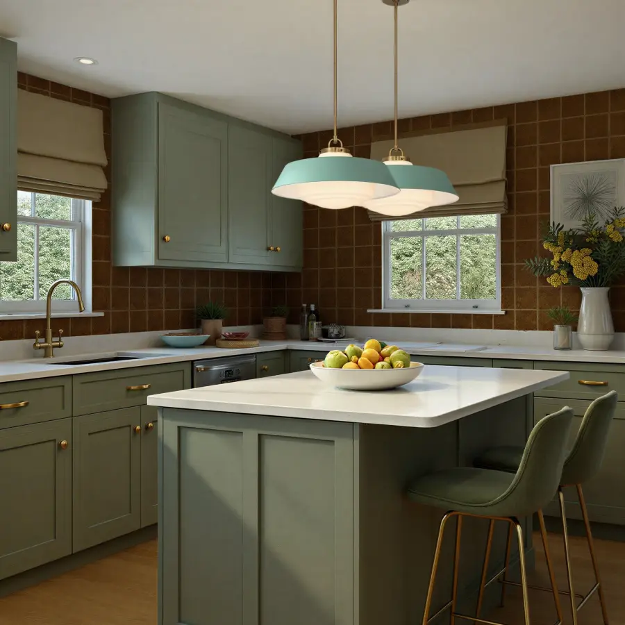 Xander 20" Pendant in Vibrant Gold with Green Glass - Image 6