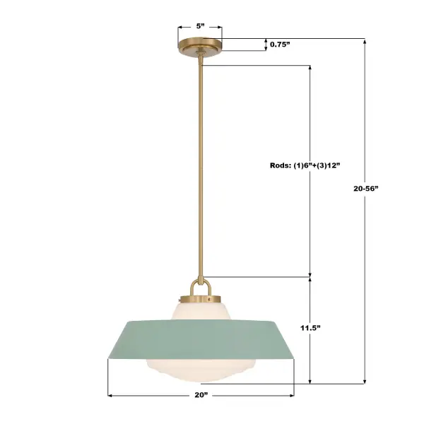 Xander 20" Pendant in Vibrant Gold with Green Glass - Image 7