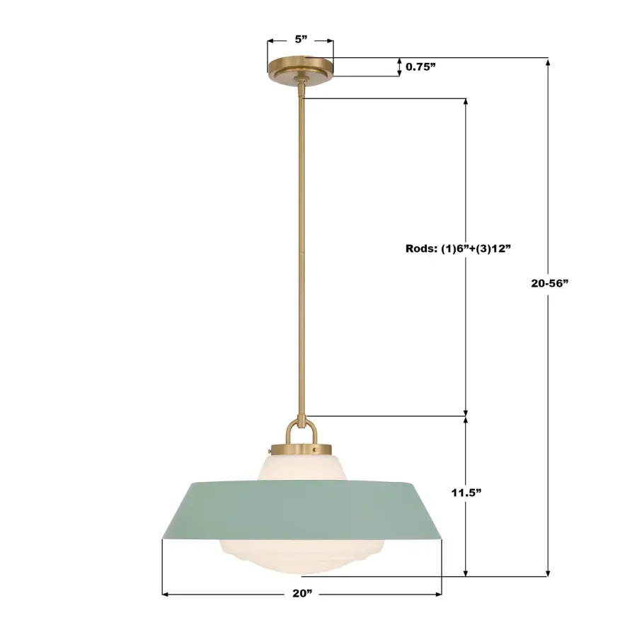 Xander 20" Pendant in Vibrant Gold with Green Glass - Image 7