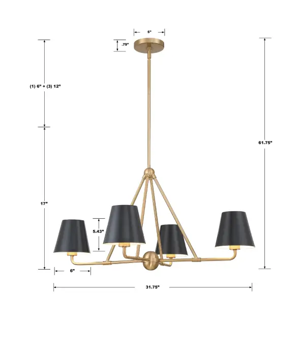 Xavier 31.75" Chandelier in Matte Black - Image 22