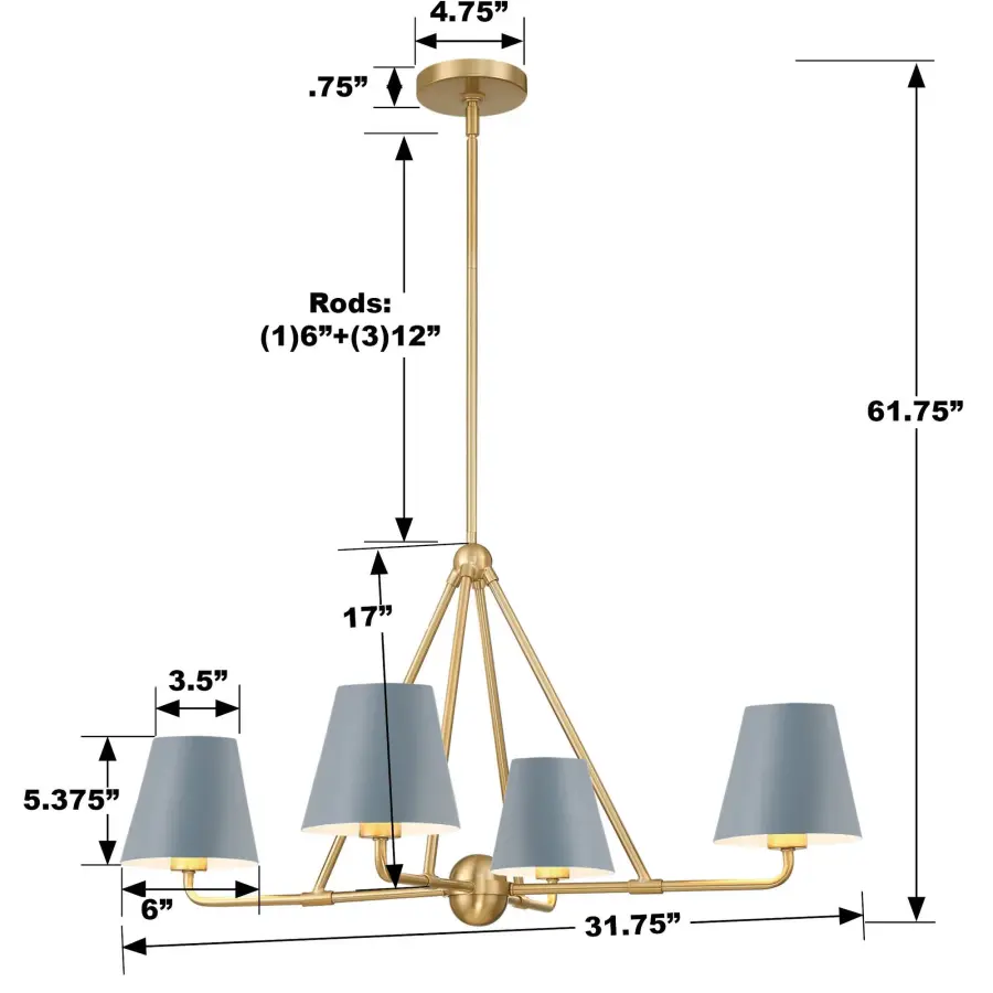 Xavier 31.75" Chandelier in Vibrant Gold - Image 6