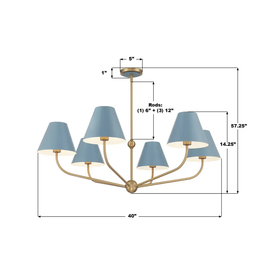 Xavier 40" Chandelier in Vibrant Gold - Image 8