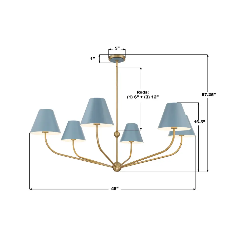 Xavier 48" Chandelier in Vibrant Gold - Image 7